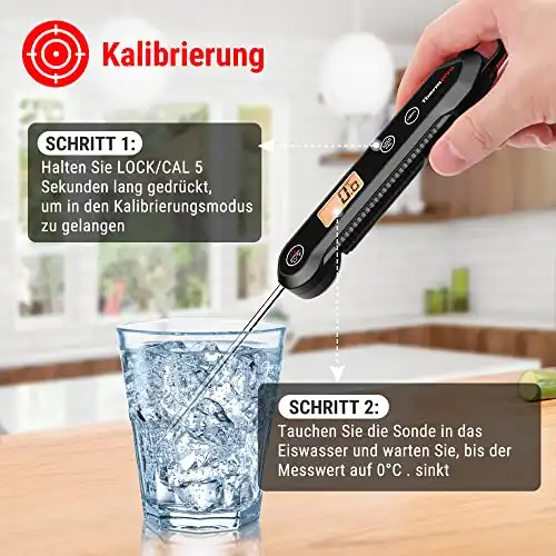 ThermoPro TP03HEU IPX6 Wasserdicht Fleischthermometer 0.5°C Präzise Grillthermometer 3s Schnelle Reaktion Faltbares Küchenthermometer für BBQ, Braten, Grill und Getränken Schwarz - 5