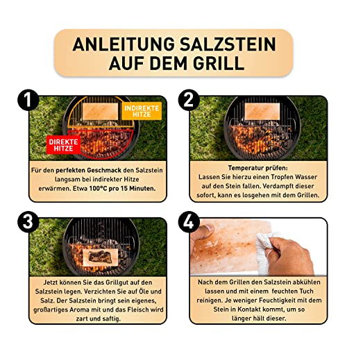 NUGATI Salzgrillstein 3er Set – wiederverwendbar, hochwertige Qualität – Salzplatte zum Grillen für BBQ – Servierplatte aus der Salt Range, Pakistan - 2