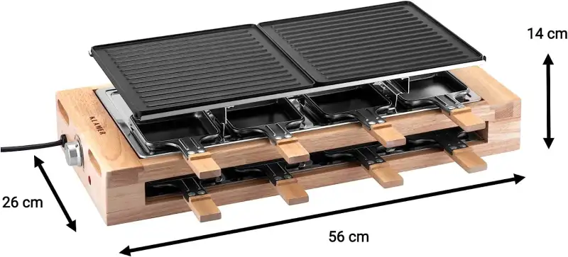 Kalmer Raclette für 8 Personen - Abmessungen