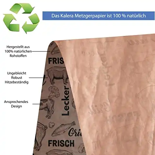 Kalera Butcher Paper BBQ Kraftpapier für Grill | 10m x 60cm Das American Style Metzgerpapier für den Gasgrill & Holzkohlegrill | Kraftpapier für Lebensmittel Grillpapier Packpapier - 3