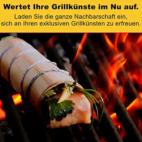 BBQ DEVIL - 8 Zedernholz-Wraps 190 x 190 mm, inkl. Grillschnüre, hält das Grillgut saftig, typischer Zedernholzgeschmack, verhindert anbrennen I Wood Papers I Grillpapier Zeder I Räucherpapier - 0