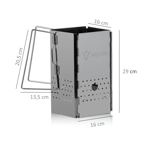 BBQ-Toro klappbarer Edelstahl Anzündkamin mit Griffen | 16 x 16 x 29 cm | Faltbarer Grillkamin mit Tragetasche für BBQ, Campen, Outdoor, Garten, Terrasse, Festival | Grill Starter, Grill Zubehör - 2 BBQ-Toro klappbarer Edelstahl Anzündkamin mit Griffen | 16 x 16 x 29 cm | Faltbarer Grillkamin mit Tragetasche für BBQ, Campen, Outdoor, Garten, Terrasse, Festival | Grill Starter, Grill Zubehör - 2