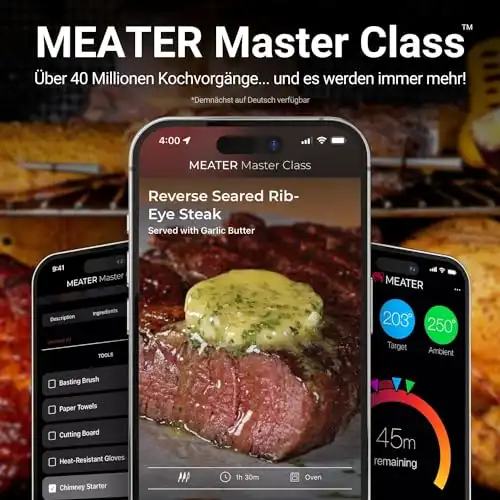 [Neu] MEATER 2 Plus: Das Smarte Fleischthermometer der Nächsten Generation, Hitzebeständig bis 550°C, Hohe Reichweite, 100% Wasserdicht, Multi-Sensor Technologie, für Küche und Grill - 4