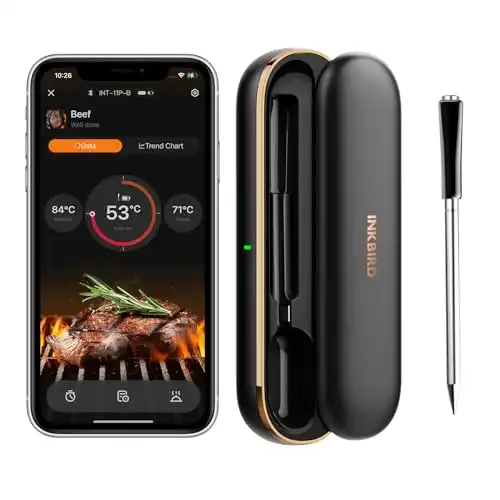 Inkbird Fleischthermometer Kabelloses INT-11P-B,Grillthermometer Bluetooth mit 91m App-Steuerung, IP67 wasserfest Bratenthermometer Meat Thermometer für Backofen Grill BBQ Smoker Küche Digital - 13