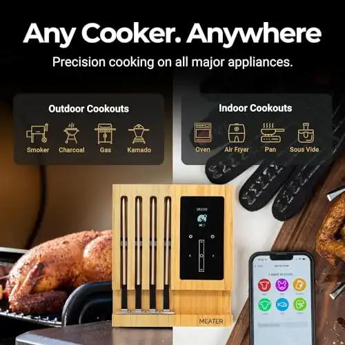 MEATER Block | Premium Kabelloses Smart-Fleischthermometer für Ofen Grill Küche BBQ Smoker Rotisserie mit Bluetooth und WiFi Digitalverbindung - 1