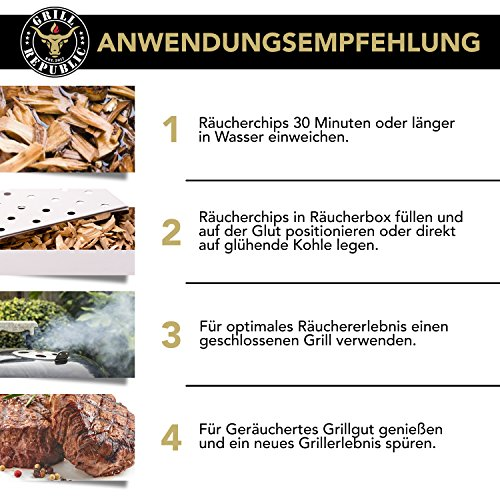 Premium Hickory Räucherchips für optimales Raucharoma beim Grillen | 100% Natürliches Smoker-Holz geeignet für Kugel-, Stand- und Gas-Grill | Extra große 750 Räucherchips Testsieger - 1