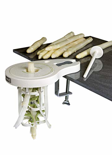 Lurch II/Tisch-Spargelschäler mit 6 Klingen inklusive Tischhalterung grün, Kunststoff/Edelstahlklingen, Weiß, 11 x 14 x 24 cm - 6