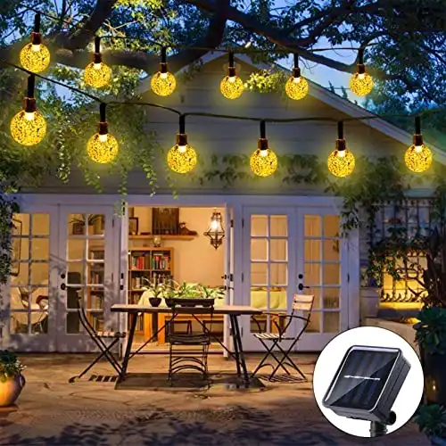 Moxled Solar Lichterkette Aussen 60 LED, 11M Lichterkette Außen Solar Wasserdicht, 8 Modes Solar Lichterkette Außen für Garten, Terrasse, Balkon, Partys (Warmweiß) - 0