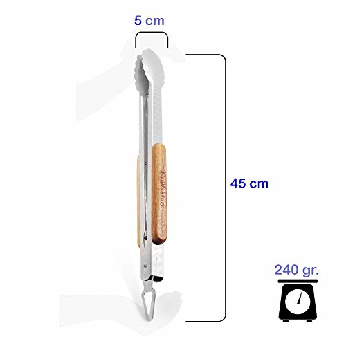 Grillfaktur® Lange Edelstahl Grillzange (45 cm) mit Griff aus hochwertigem Echtholz - 1