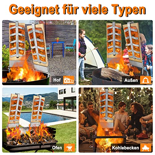 VA-Cerulean Flammlachsbrett Flammlachsbretter mit Edelstahl Halterung 4 Stücke Zedernholzbrett zum Grillen 5 Stufen Einstellbar Grillbretter Für Feuerschale kugelgrill Grillzubehör - 5