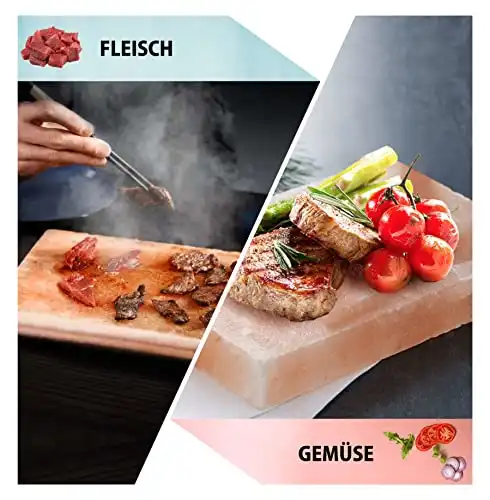 AGT Salzwelten 2X Gourmet Salz Grillsteine 20x10x2,5 cm Original Kristallsalz aus dem Vorgebirge des Himalaya* Salz BBQ Grillplatte Servier Platte Süd Punjab Pakistan-Direkt Anbieter - 4