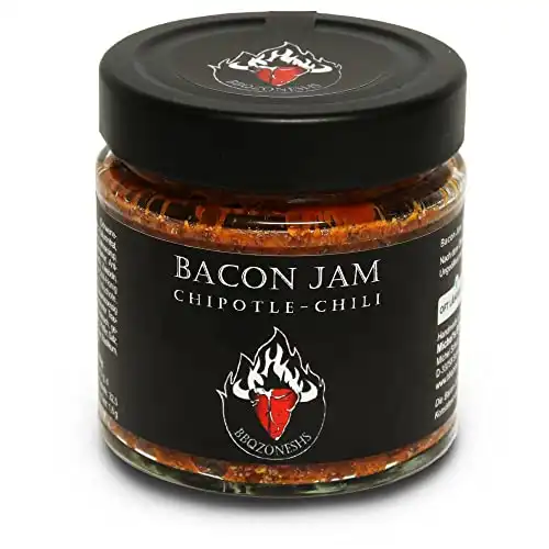 BBQZoneSHS PREMIUM Bacon Jam Speckmarmelade mit Chilli | Bacon-Marmelade für Hot Dogs, Burger und Grillfleisch | Grill Geschenk für Männer (Chipotles-Chili) - 4