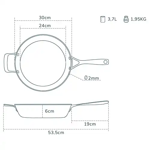 Olav® Bratpfanne mit Kupferkern aus 5-Schicht-Material, Induktions- und Spülmaschinengeeignet, Pfanne entwickelt in Deutschland, PFOA-frei - Beschichtet (Stielgriff, 30 cm) - 1