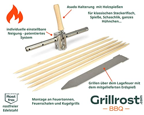 Steckelfischhalter | Asado Grill| mit innovativer Höhenverstellung für Feuertonnen Feuerschalen & Kugelgrills - 3