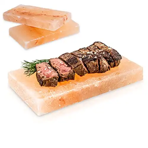 NUGATI Salzgrillstein 3er Set – wiederverwendbar, hochwertige Qualität – Salzplatte zum Grillen für BBQ – Servierplatte aus der Salt Range, Pakistan - 3