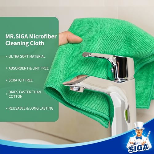 MR.SIGA Mikrofaser Reinigungstuch, Allzweck Mikrofasertücher, streifenfreie Putztücher, 12 Stücke, Grün, Größe 32 x 32 cm - 3 MR.SIGA Mikrofaser Reinigungstuch, Allzweck Mikrofasertücher, streifenfreie Putztücher, 12 Stücke, Grün, Größe 32 x 32 cm - 3