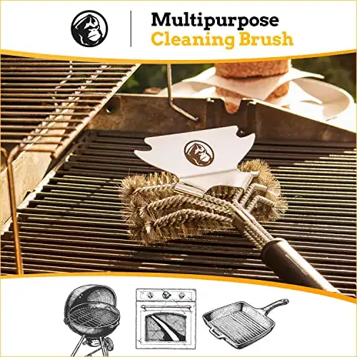 Mountain Grillers Grillbürste mit robusten Borsten und scharfem Schaber - Diese Grill Drahtbürste reinigt Metallgrills ohne Beschädigungen , grillbesteck - 3