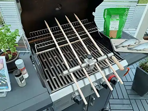 SCHILLING Fischgrilltechnik/Steckerlfisch Halter/Grillrost/Holzspieße / 4 Fische - 2