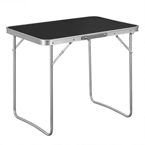 WOLTU Campingtisch Klapptisch Reisetisch mit Griff, 70x50x60cm(LxBxH) zusammenklappbar Gartentisch aus Alu und MDF für Picknick Strand im Freien, Schwarz, CPT8135sz - 9