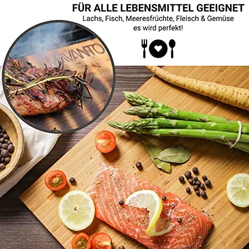 MAVANTO XXL Grillbretter Räucherbretter - Kanadisches Zedernholzbrett zum Grillen - EXTRA DICK (30x14x1,5cm) langlebig & wiederverwendbar (2er Set) - 3