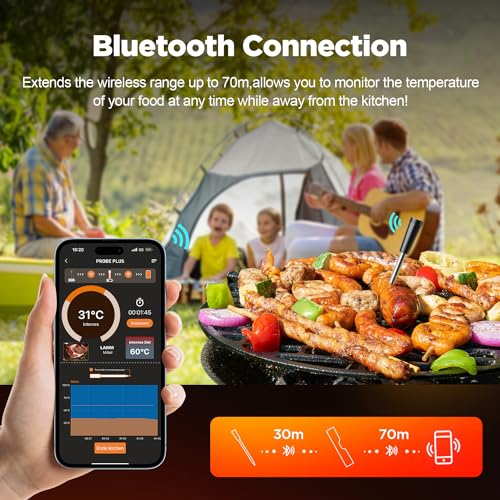 Bluetooth Meat Thermometer Kabellos Grill Fleischthermometer - 30 Meter Anwendungskontrolle hitzebeständig bis 275°C mit optimaler Sensorfunktion geeignet für Küche Outdoor Grillen - 4 Bluetooth Meat Thermometer Kabellos Grill Fleischthermometer - 30 Meter Anwendungskontrolle hitzebeständig bis 275°C mit optimaler Sensorfunktion geeignet für Küche Outdoor Grillen - 4