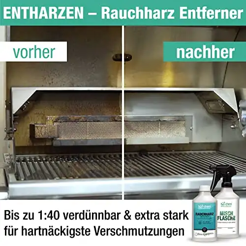 bio-chem Grill Reinigungsset und Pflege professionell Box 7-teilig: 1x Rauchharzentferner 1L (inkl. Sprühflasche) + 1x BBQ-Cleaner 750ml + 1x Edelstahlpflege 750 ml + Grillbürste & Zubehör - 4