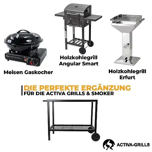 ACTIVA Grilltisch | Premium Grillwagen mit großer Abstellfläche | Servierwagen Outdoor für Grillen, Camping | Robuster & wetterfest Grill Tisch - 4