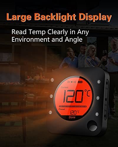 BFOUR 100m Grillthermometer Bluetooth, Fleischthermometer kabelloses mit 4 Edelstahlsonden, große LCD-Anzeige, Bluetooth Bratenthermometer für Grill, Smoker, Ofen, BBQ - 5 BFOUR 100m Grillthermometer Bluetooth, Fleischthermometer kabelloses mit 4 Edelstahlsonden, große LCD-Anzeige, Bluetooth Bratenthermometer für Grill, Smoker, Ofen, BBQ - 5