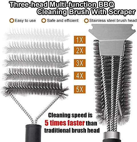 Grillbürste, TNTOR Grill Reinigungsbürste mit Extra Langer Edelstahl Borsten, Edelstahl Spatel und PP Wärmedämmung Griff, für Gasgrill, Holzkohlegrill, Kugelgrill, Elektrogrill und Grillrost. - 2 Grillbürste, TNTOR Grill Reinigungsbürste mit Extra Langer Edelstahl Borsten, Edelstahl Spatel und PP Wärmedämmung Griff, für Gasgrill, Holzkohlegrill, Kugelgrill, Elektrogrill und Grillrost. - 2