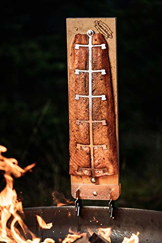 Axtschlag Flammlachsbrett Essential Line Birkenholz extrastark, 4-Fach verstellbare Halterung aus Edelstahl für Feuerschale, Feuertonne, Feuerkorb - 2