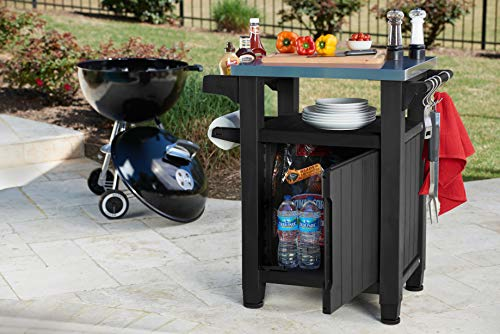 Keter BBQ Beistelltisch Unity, Graphit, L 70 x B 54 x H 90 cm, wetterfest, Arbeitsplatte aus Edelstahl, Outdoor Sideboard, perfekt für das Grillen im Frühling - 4 Keter BBQ Beistelltisch Unity, Graphit, L 70 x B 54 x H 90 cm, wetterfest, Arbeitsplatte aus Edelstahl, Outdoor Sideboard, perfekt für das Grillen im Frühling - 4
