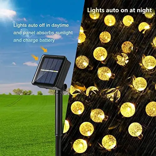 Moxled Solar Lichterkette Aussen 60 LED, 11M Lichterkette Außen Solar Wasserdicht, 8 Modes Solar Lichterkette Außen für Garten, Terrasse, Balkon, Partys (Warmweiß) - 3