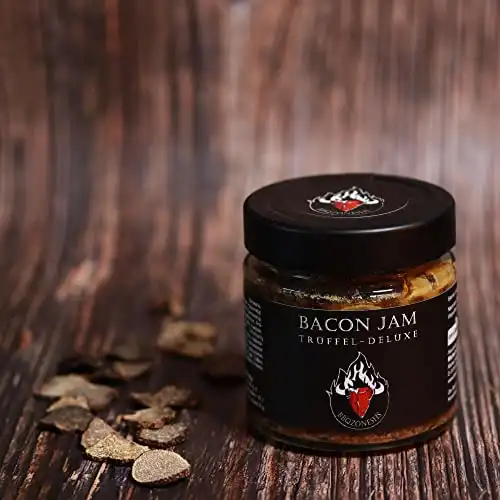 BBQZoneSHS PREMIUM Bacon Jam Speckmarmelade mit Trüffel | Bacon-Marmelade für Hot Dogs, Burger und Grillfleisch | Grill Geschenk für Männer (Trüffel-Deluxe) - 0