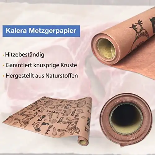 Kalera Butcher Paper BBQ Kraftpapier für Grill | 10m x 60cm Das American Style Metzgerpapier für den Gasgrill & Holzkohlegrill | Kraftpapier für Lebensmittel Grillpapier Packpapier - 2