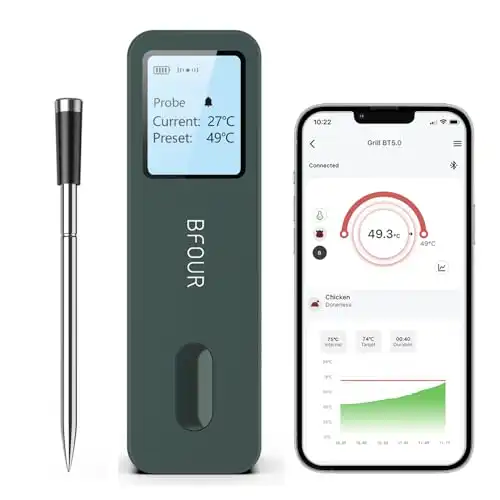 BFOUR Smart kabellos Fleischthermometer mit großem Display, Bluetooth Grillthermometer, Smart APP-Steuerung, digitales Lebensmittelthermometer von BBQ-Grill, Ofen, Smoker, Fritteuse - 14