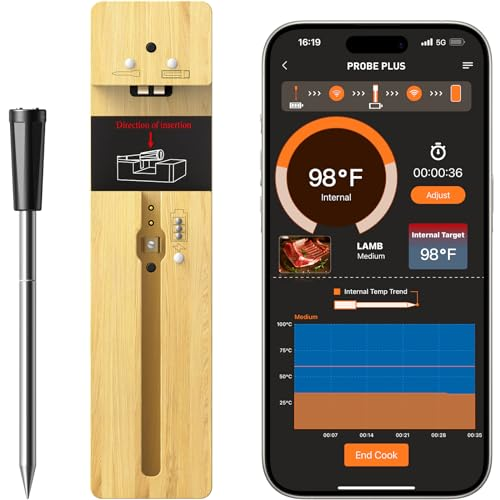 Fleischthermometer Bluetooth Grillthermometer Kabellos Bratenthermometer - Smart Meat Thermometer 1s Sofortiges Auslesen und Wiederaufladbares Digital Küchenthermometer für Braten Küche Grillen BBQ - 6 Fleischthermometer Bluetooth Grillthermometer Kabellos Bratenthermometer - Smart Meat Thermometer 1s Sofortiges Auslesen und Wiederaufladbares Digital Küchenthermometer für Braten Küche Grillen BBQ - 6