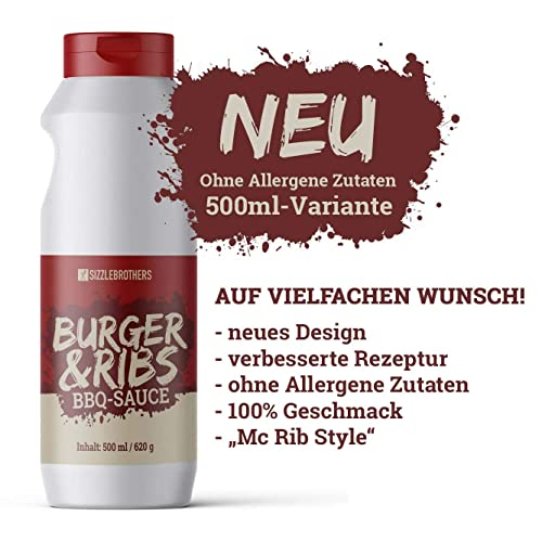 SizzleBrothers Original BBQ & Burger Sauce | satte 620g | Super leckere , Grillfleisch, Steaks, Pulled Pork, Hähnchen & Co. | Barbecue Burgersauce & Spareribs Glaze - 1 SizzleBrothers Original BBQ & Burger Sauce | satte 620g | Super leckere , Grillfleisch, Steaks, Pulled Pork, Hähnchen & Co. | Barbecue Burgersauce & Spareribs Glaze - 1