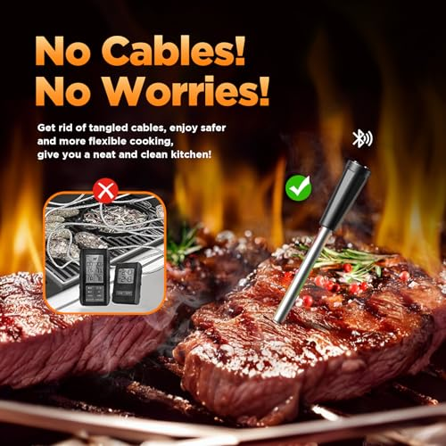 Fleischthermometer Bluetooth Grillthermometer Kabellos Bratenthermometer - Smart Meat Thermometer 1s Sofortiges Auslesen und Wiederaufladbares Digital Küchenthermometer für Braten Küche Grillen BBQ - 3 Fleischthermometer Bluetooth Grillthermometer Kabellos Bratenthermometer - Smart Meat Thermometer 1s Sofortiges Auslesen und Wiederaufladbares Digital Küchenthermometer für Braten Küche Grillen BBQ - 3