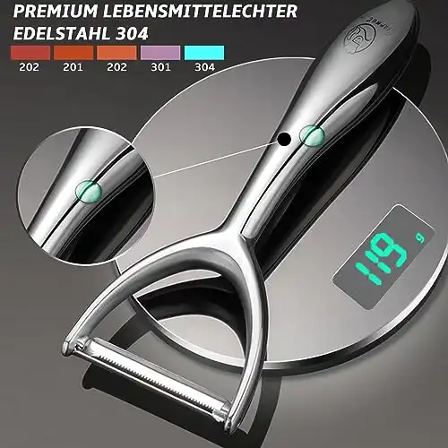 Premium Sparschäler aus Edelstahl für Obst & Gemüse l Schäler mit ultrascharfer Klinge geeignet als Kartoffelschäler & Spargelschäler mit ergonomischem & rutschfestem Griff - 1