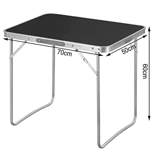 WOLTU Campingtisch Klapptisch Reisetisch mit Griff, 70x50x60cm(LxBxH) zusammenklappbar Gartentisch aus Alu und MDF für Picknick Strand im Freien, Schwarz, CPT8135sz - 1