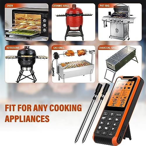 Fleischthermometer Kabellos mit Timer und Alarmfunktion, 210m Bluetooth Signalentfernung 2 Stück Grillthermometer Meat Thermometer IP67 Wasserdicht Bratenthermometer, Digital - 6 Fleischthermometer Kabellos mit Timer und Alarmfunktion, 210m Bluetooth Signalentfernung 2 Stück Grillthermometer Meat Thermometer IP67 Wasserdicht Bratenthermometer, Digital - 6