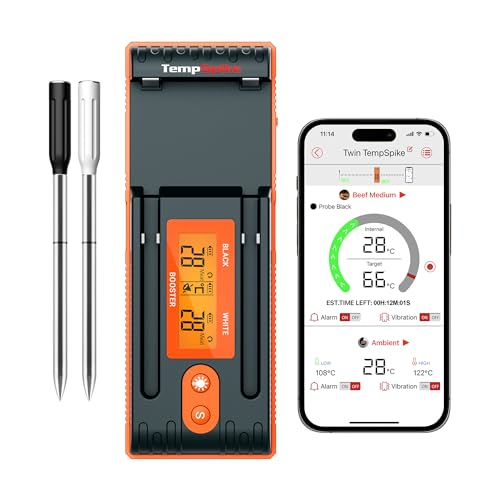 ThermoPro Twin TempSpike Fleischthermometer kabellos 150m Bluetooth Grillthermometer Backofenthermometer Ladeschale mit Display für Ofen, Grill, Rotisserie, sicher im Geschirrspüler - 14 ThermoPro Twin TempSpike Fleischthermometer kabellos 150m Bluetooth Grillthermometer Backofenthermometer Ladeschale mit Display für Ofen, Grill, Rotisserie, sicher im Geschirrspüler - 14