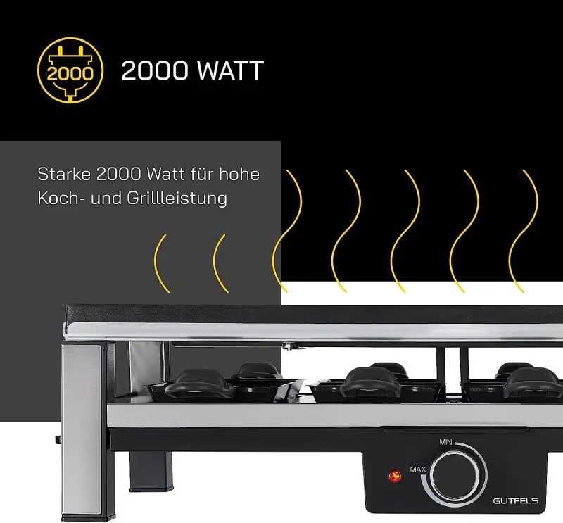 Gutfels 4020 Raclette Grill für 8 Personen - 2000 Watt Power