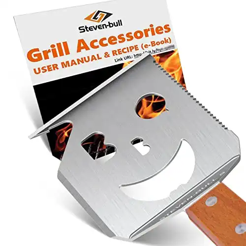 7 in 1 grillspachtel für Barbecue Grill, Multifunktion Grillbesteck mit Holzgriff, Eingebaute grillbesteck-set-Funktion,Kreativer Grillwender, Einzigartige Grillwerkzeuge, Grillen Geschenke für Männer - 5