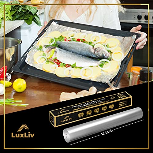 LuxLiv ® 50 m Premium Hochleistungsfolie 20 Mikron dick Küche Catering Aluminium Blech Folie Rolle – 30 cm breit - 6