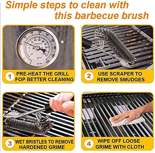 Grillbürste, TNTOR Grill Reinigungsbürste mit Extra Langer Edelstahl Borsten, Edelstahl Spatel und PP Wärmedämmung Griff, für Gasgrill, Holzkohlegrill, Kugelgrill, Elektrogrill und Grillrost. - 4 Grillbürste, TNTOR Grill Reinigungsbürste mit Extra Langer Edelstahl Borsten, Edelstahl Spatel und PP Wärmedämmung Griff, für Gasgrill, Holzkohlegrill, Kugelgrill, Elektrogrill und Grillrost. - 4