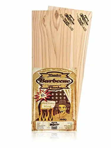 Axtschlag XL Grillbretter Zedernholz, 2 Wood Planks für Filets & Braten, schonendes Garen mit aromatischer Rauchnote & zum Servieren, für alle Grills & Smoker, 400x150x11 mm, mehrfach verwendbar - 5