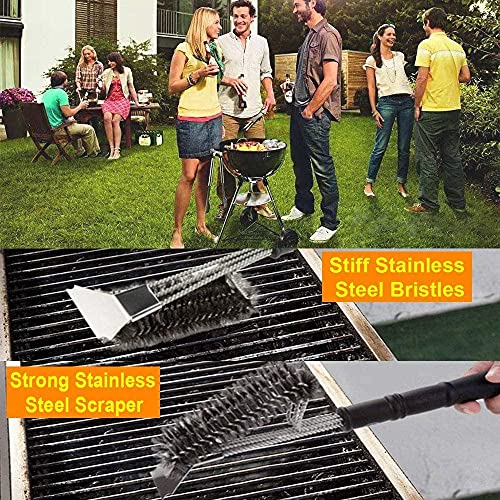 Grillbürste, TNTOR Grill Reinigungsbürste mit Extra Langer Edelstahl Borsten, Edelstahl Spatel und PP Wärmedämmung Griff, für Gasgrill, Holzkohlegrill, Kugelgrill, Elektrogrill und Grillrost. - 3 Grillbürste, TNTOR Grill Reinigungsbürste mit Extra Langer Edelstahl Borsten, Edelstahl Spatel und PP Wärmedämmung Griff, für Gasgrill, Holzkohlegrill, Kugelgrill, Elektrogrill und Grillrost. - 3