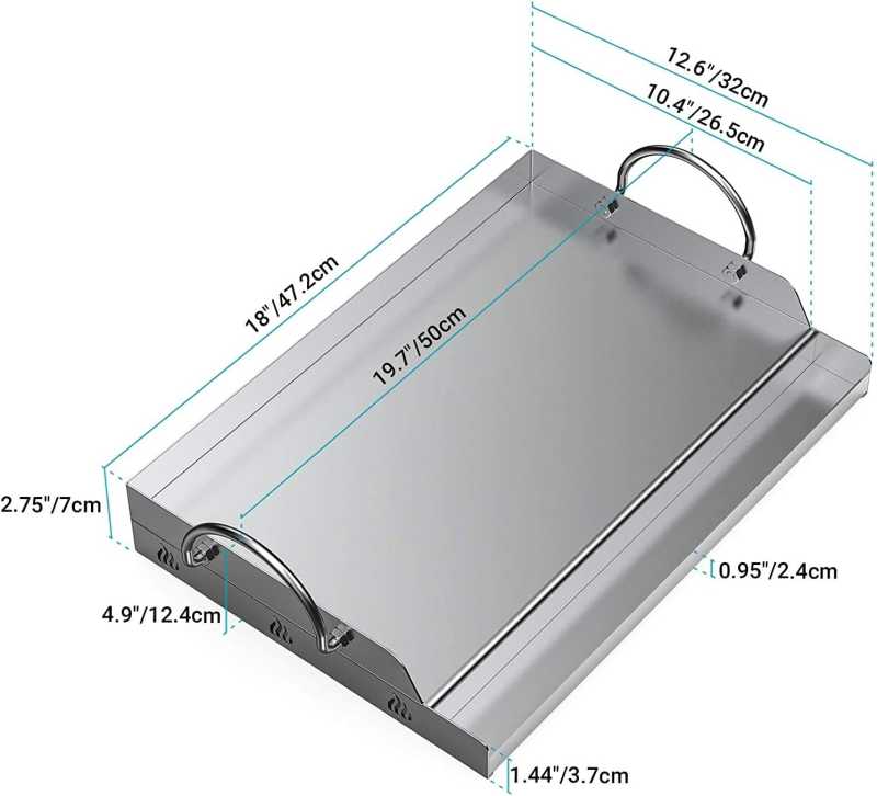 Onlyfire Universal BBQ Edelstahl Plancha Grillplatte - Maße Onlyfire Universal BBQ Edelstahl Plancha Grillplatte - Maße