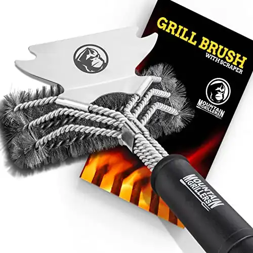 Mountain Grillers Grillbürste mit robusten Borsten und scharfem Schaber - Diese Grill Drahtbürste reinigt Metallgrills ohne Beschädigungen , grillbesteck - 6